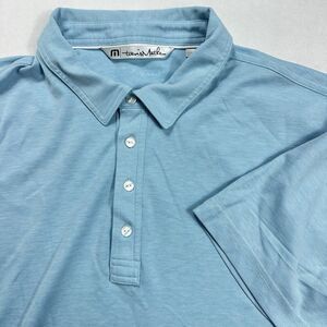 Travis Mathew Polo Shirt Mens Light Blue Pima Cotton Blend Golf Casual Size XL